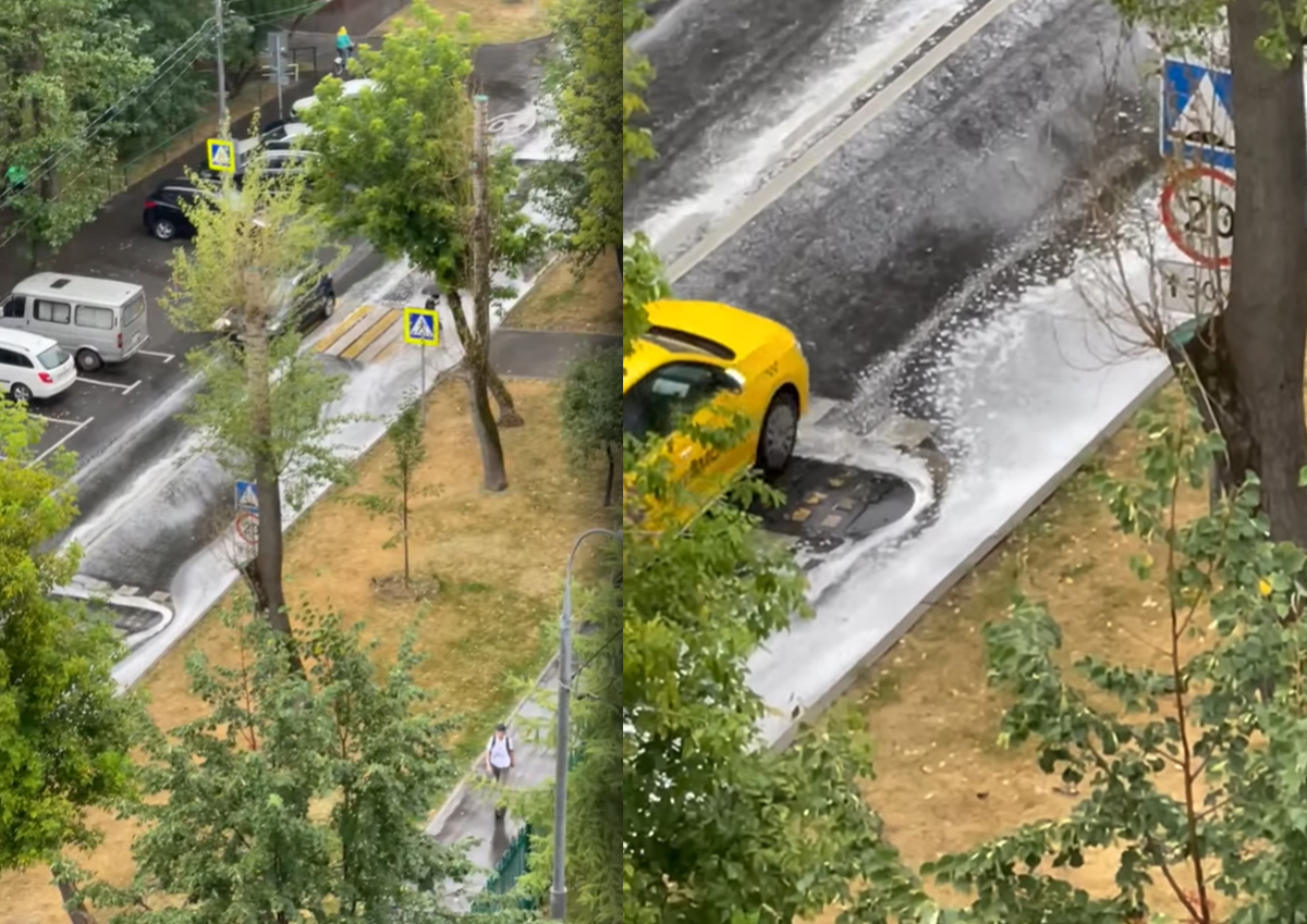 Москвичи сообщили о появлении странной пены на дорогах после дождя