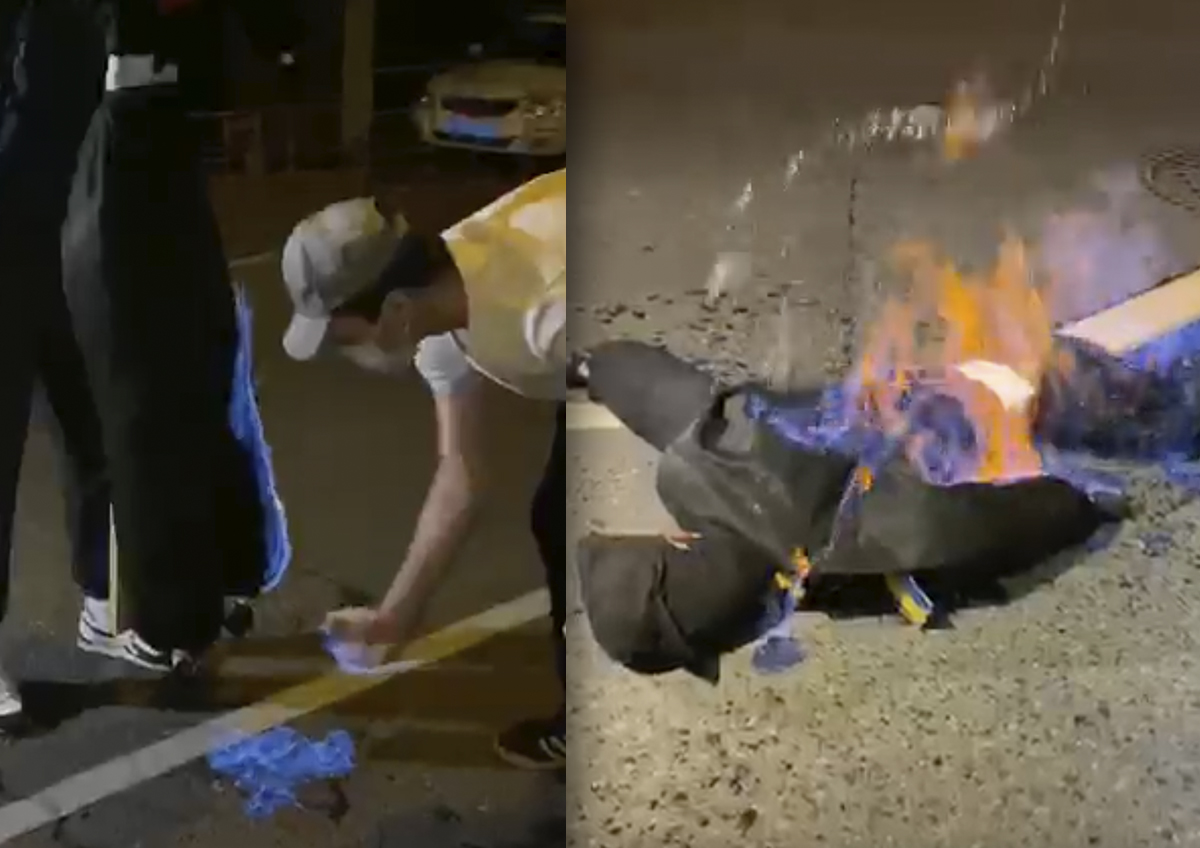 Возле посольства Украины в Москве подожгли чучело